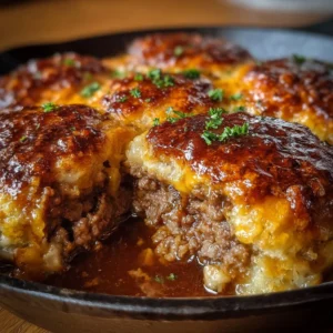 Delicious Amish Hamburger Steak Bake served with mashed potatoes and veggies.