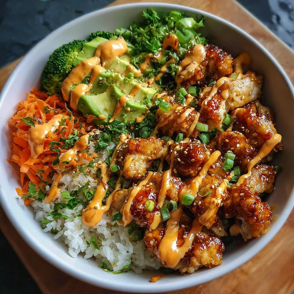 Delicious Bang Bang Chicken Bowl with vibrant ingredients and rich flavors