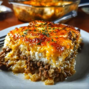 Ground Beef Casserole 3 Delicious ground beef casserole topped with cheese and vegetables
