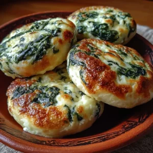 Plate of spinach cottage cheese flagels garnished with herbs
