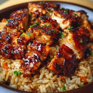 One-Pan Bold Honey BBQ Chicken Rice dish served on a plate