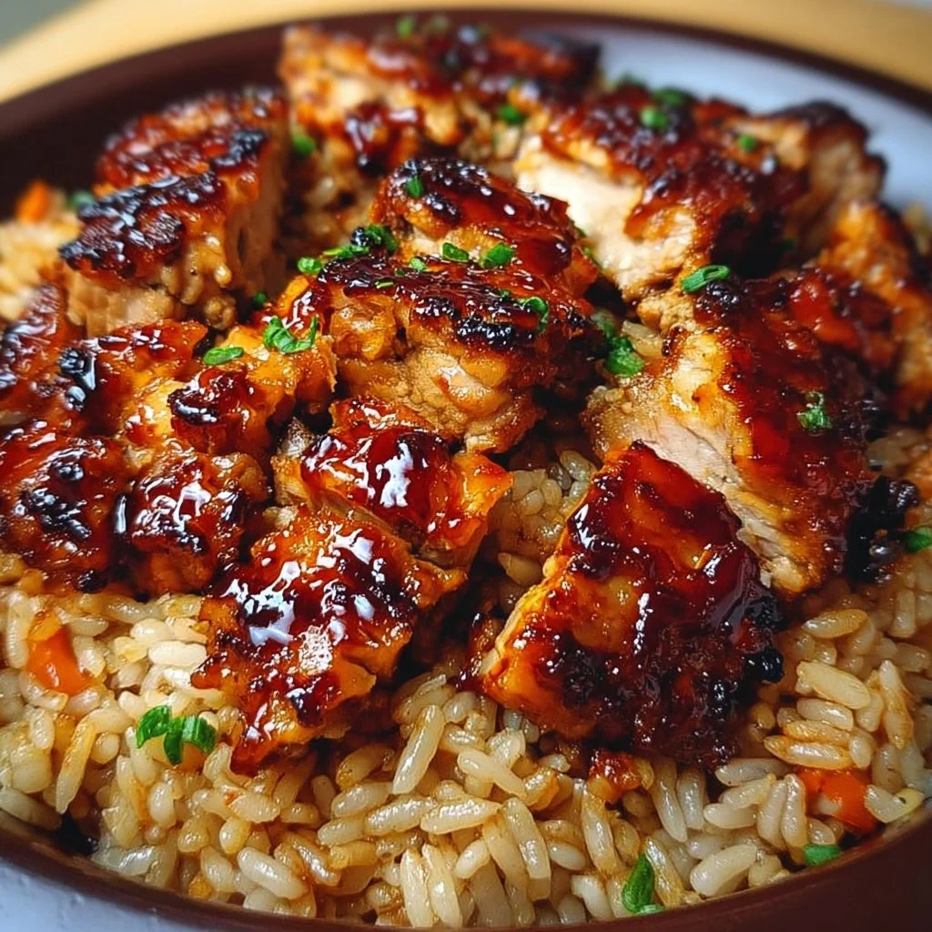 One-Pan Bold Honey BBQ Chicken Rice dish served on a plate
