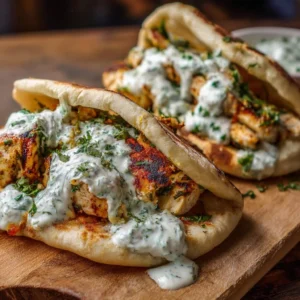 Sheet Pan Chicken Pitas with Herby Ranch Recipe 3 Sheet Pan Chicken Pitas with Herby Ranch served on a plate
