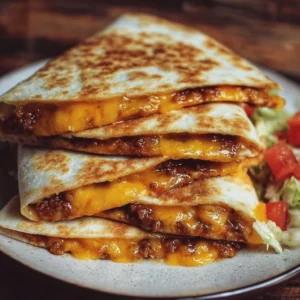 Delicious Smashburger Quesadillas served with sauces and toppings