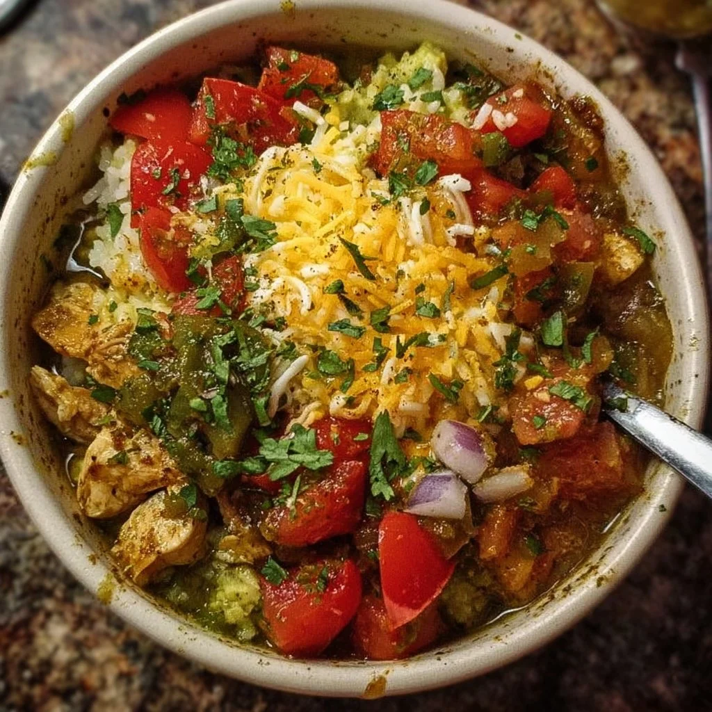 Delicious Southwest Spice Green Chile Bowl with vibrant ingredients and spices.