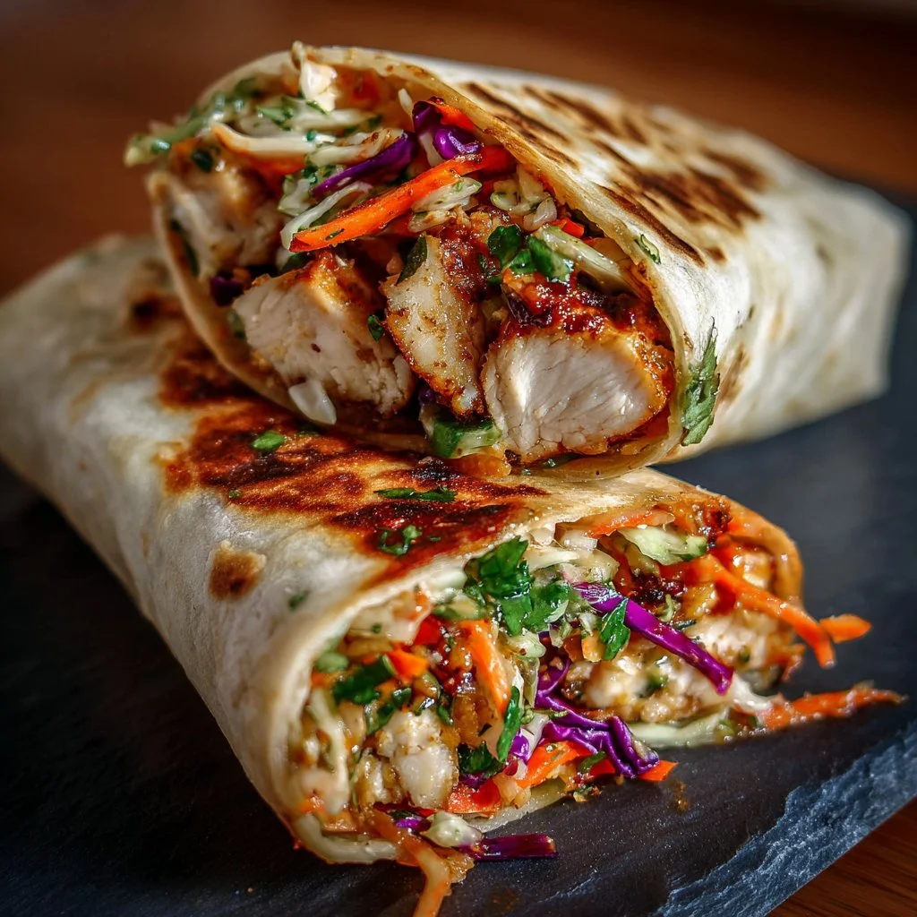 Thai Chicken Wrap with Crunchy Asian Slaw - Fresh and Flavorful Meal