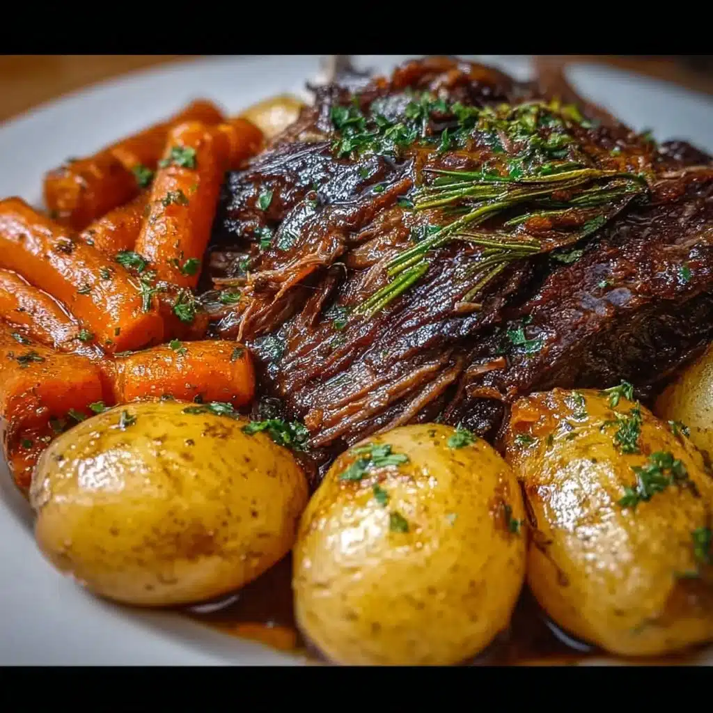 5-star slow cooker pot roast with vegetables served on a plate