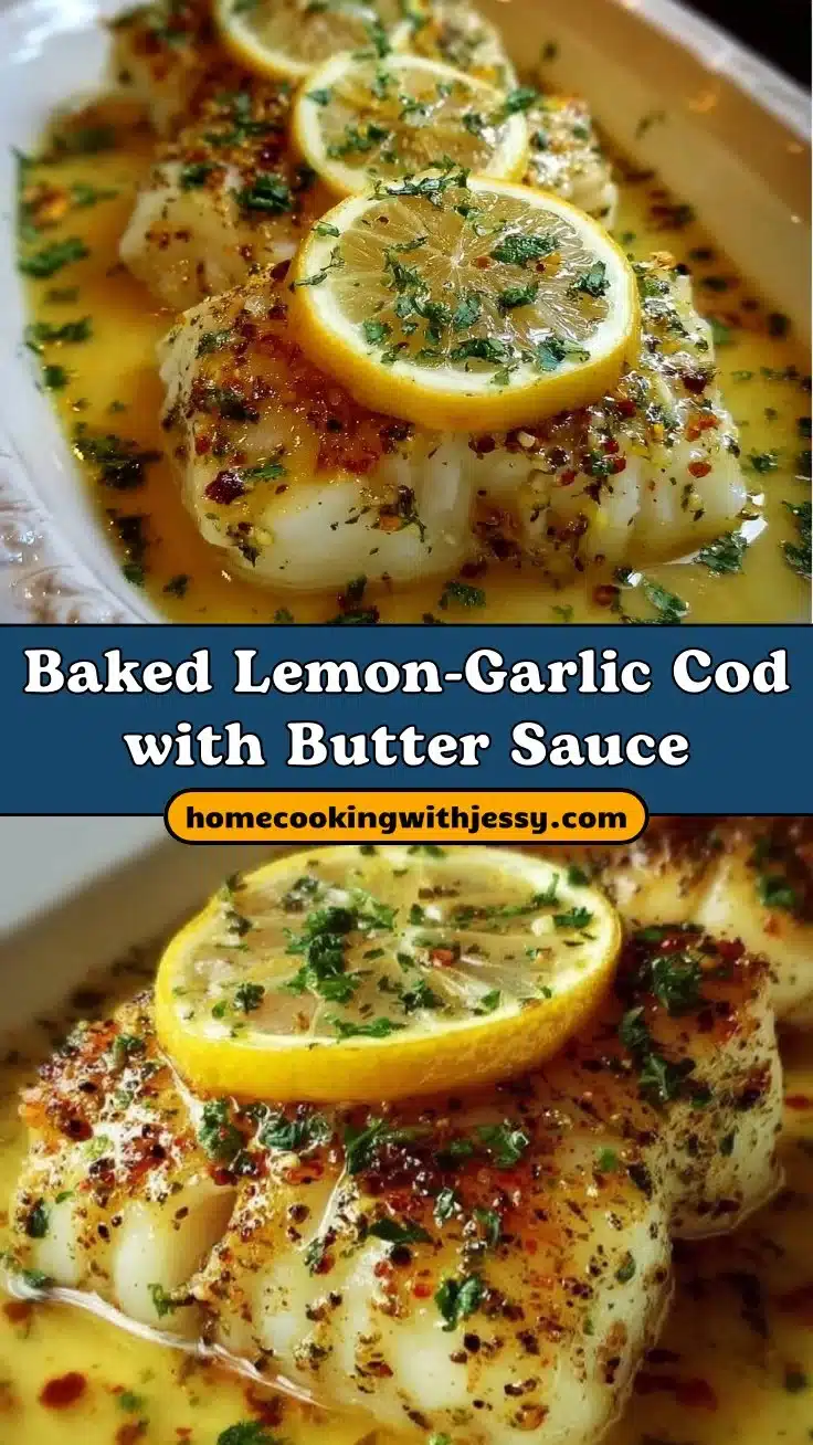 Baked Lemon-Garlic Cod with Butter Sauce