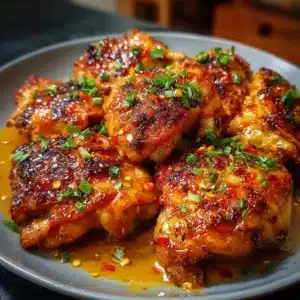 Deliciously spiced Bang Bang Chicken thighs served on a plate