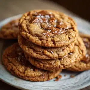 Brown Butter Coffee Toffee Cookies on a plate