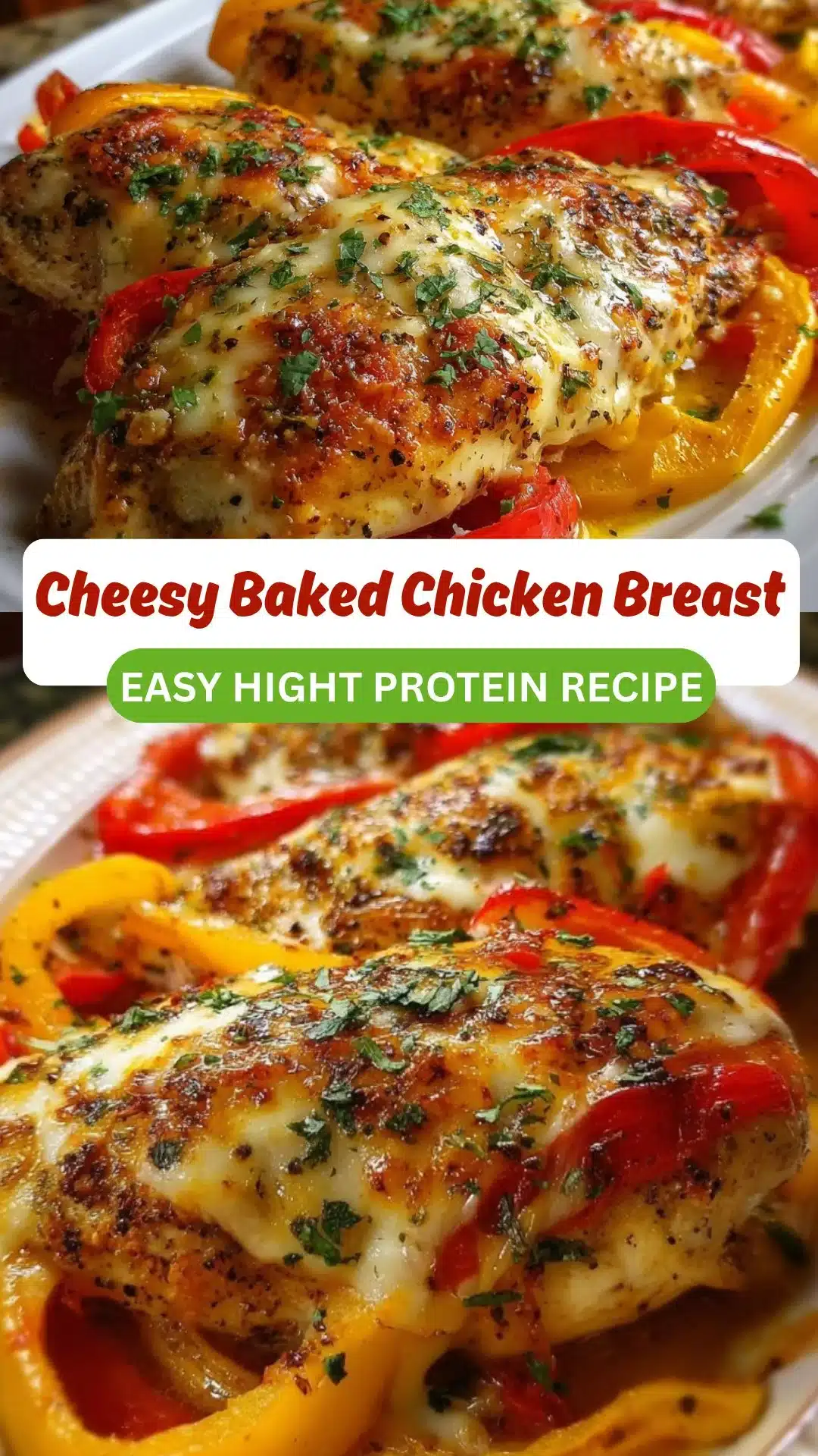 Cheesy Baked Chicken Breast and Peppers
