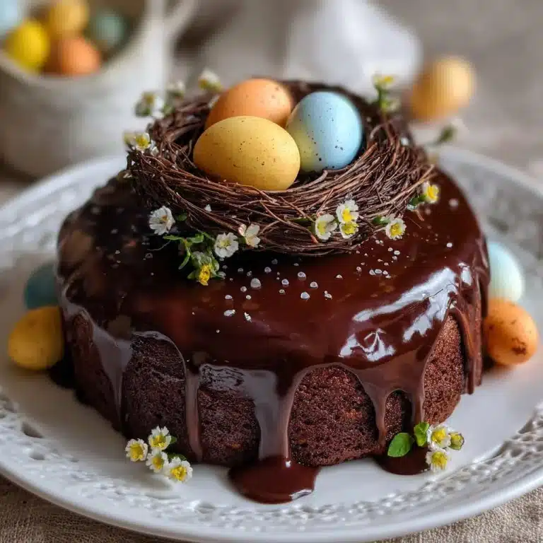 Chocolate Cake with Ganache and Easter Egg Nest
