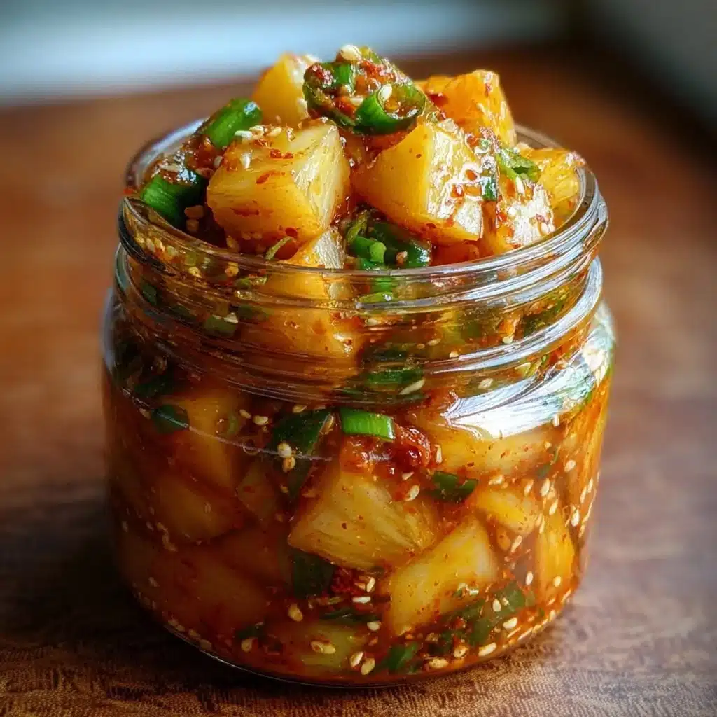 Fermented pineapple kimchi with a sweet and spicy flavor profile