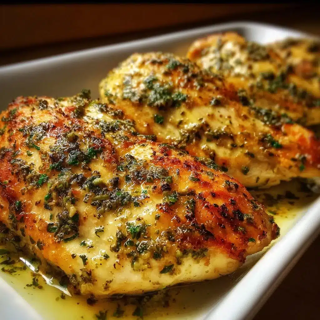 Delicious garlic butter baked chicken breast served on a plate