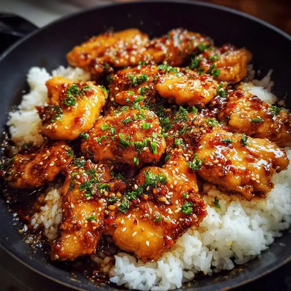 Delicious Honey Garlic Chicken served on a plate with herbs and garlic.