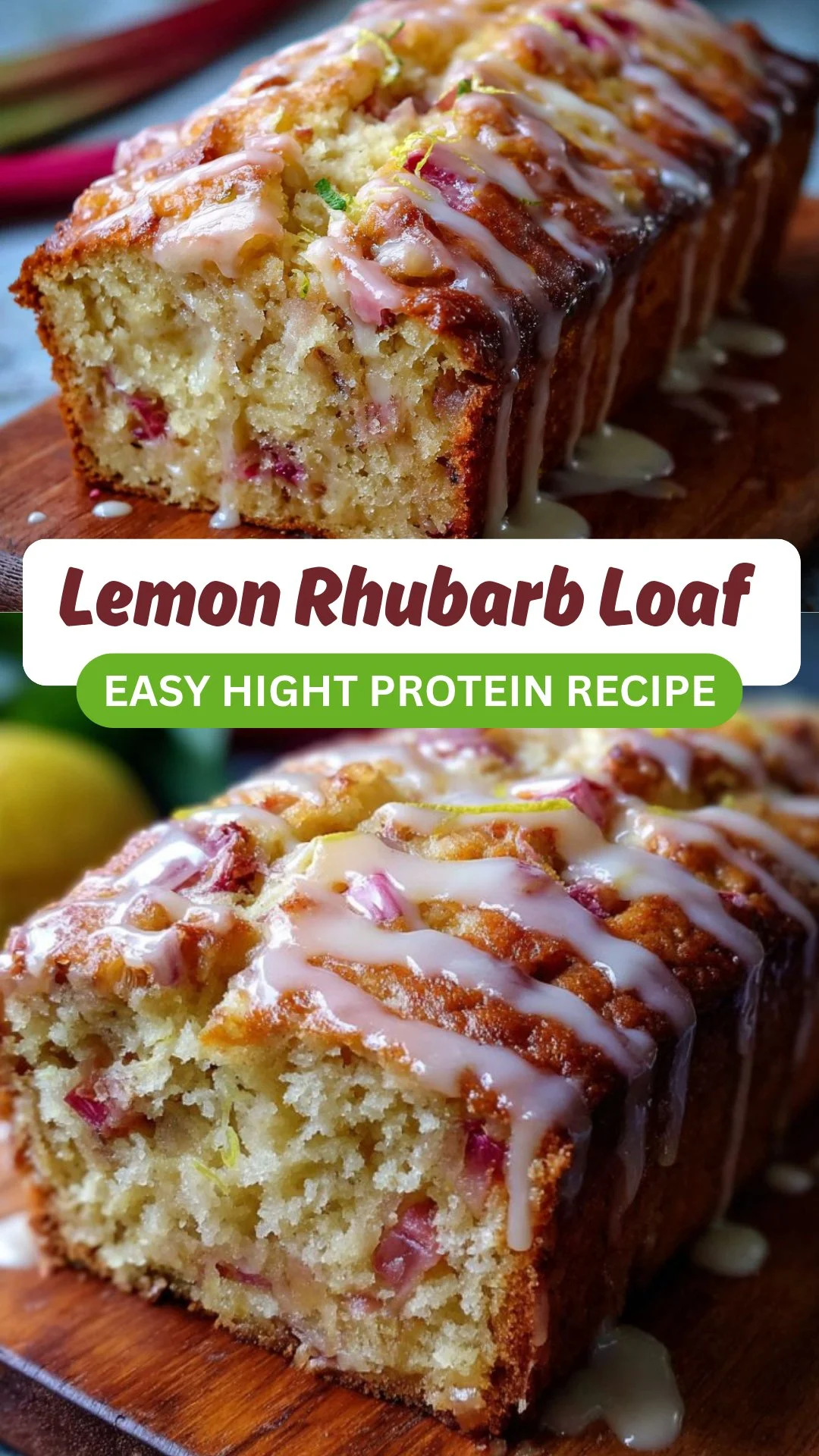 Lemon Rhubarb Loaf with Glaze