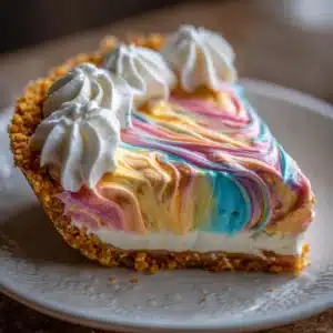 No-Bake Easter Swirl Pie with colorful layers and creamy texture