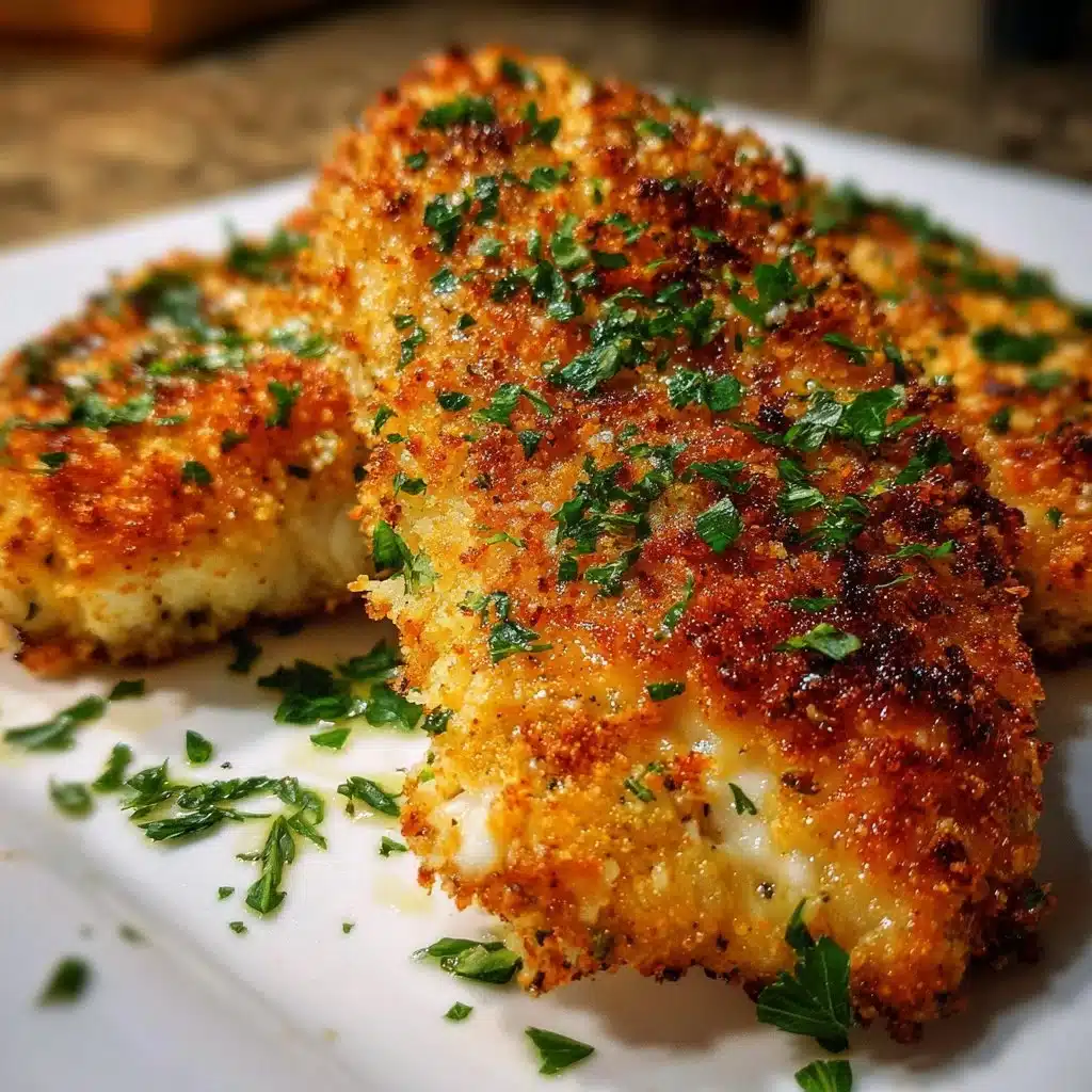 Parmesan Crusted Tilapia served with a side of vegetables on a plate