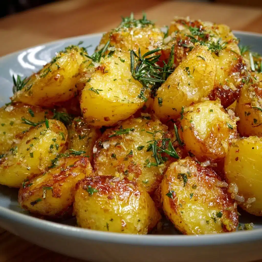 Delicious Greek Lemon Potatoes served with herbs and spices