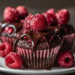 Delicious Raspberry Chocolate Lava Cupcakes with a molten center