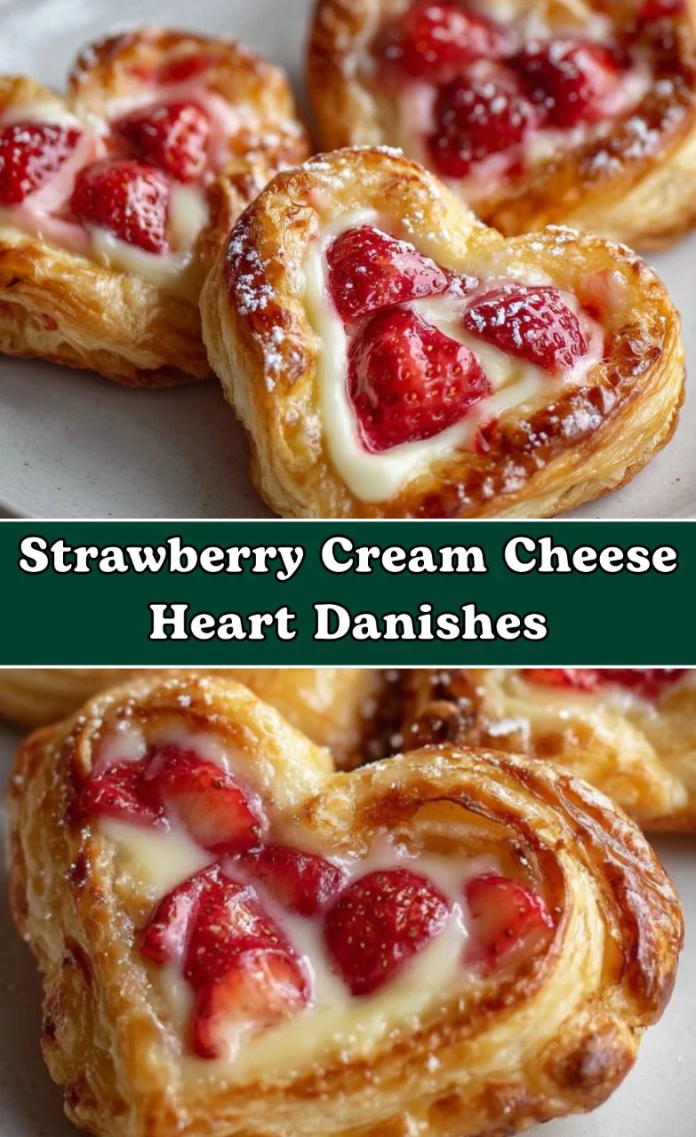 Strawberry Cream Cheese Heart Danishes 2 Strawberry Cream Cheese Heart Danishes