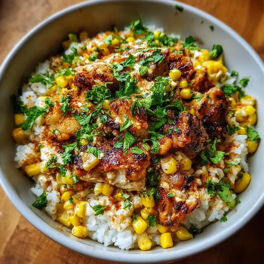 Delicious Street Corn Chicken Rice Bowl with vibrant toppings and flavors