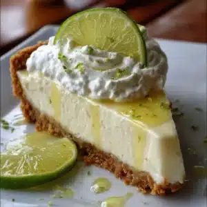 Delicious Triple Layer Key Lime Pie with a creamy topping and graham cracker crust
