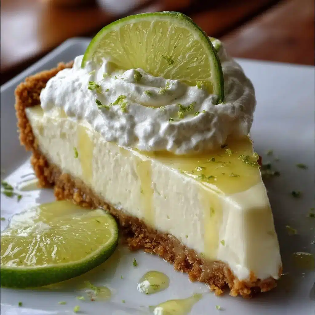 Delicious Triple Layer Key Lime Pie with a creamy topping and graham cracker crust