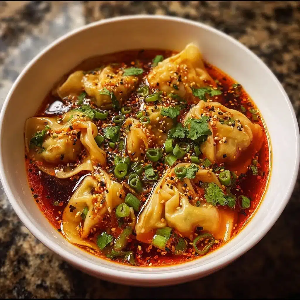 Wontons in Spicy Gochujang Broth 1 Delicious wontons served in spicy gochujang broth