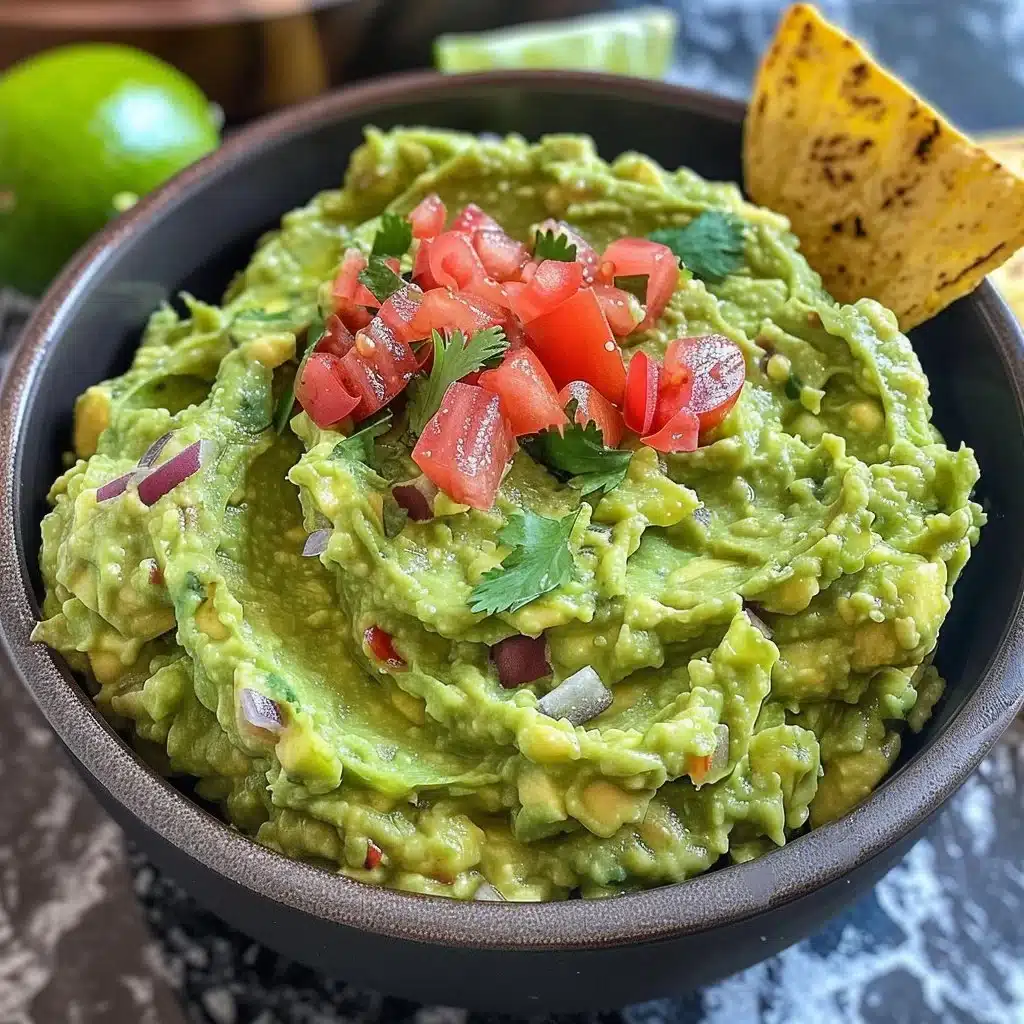Bowl of fresh 3-Ingredient Guacamole with avocados, lime, and salt