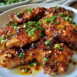 Crispy Bang Bang Chicken Thighs served with spicy sauce