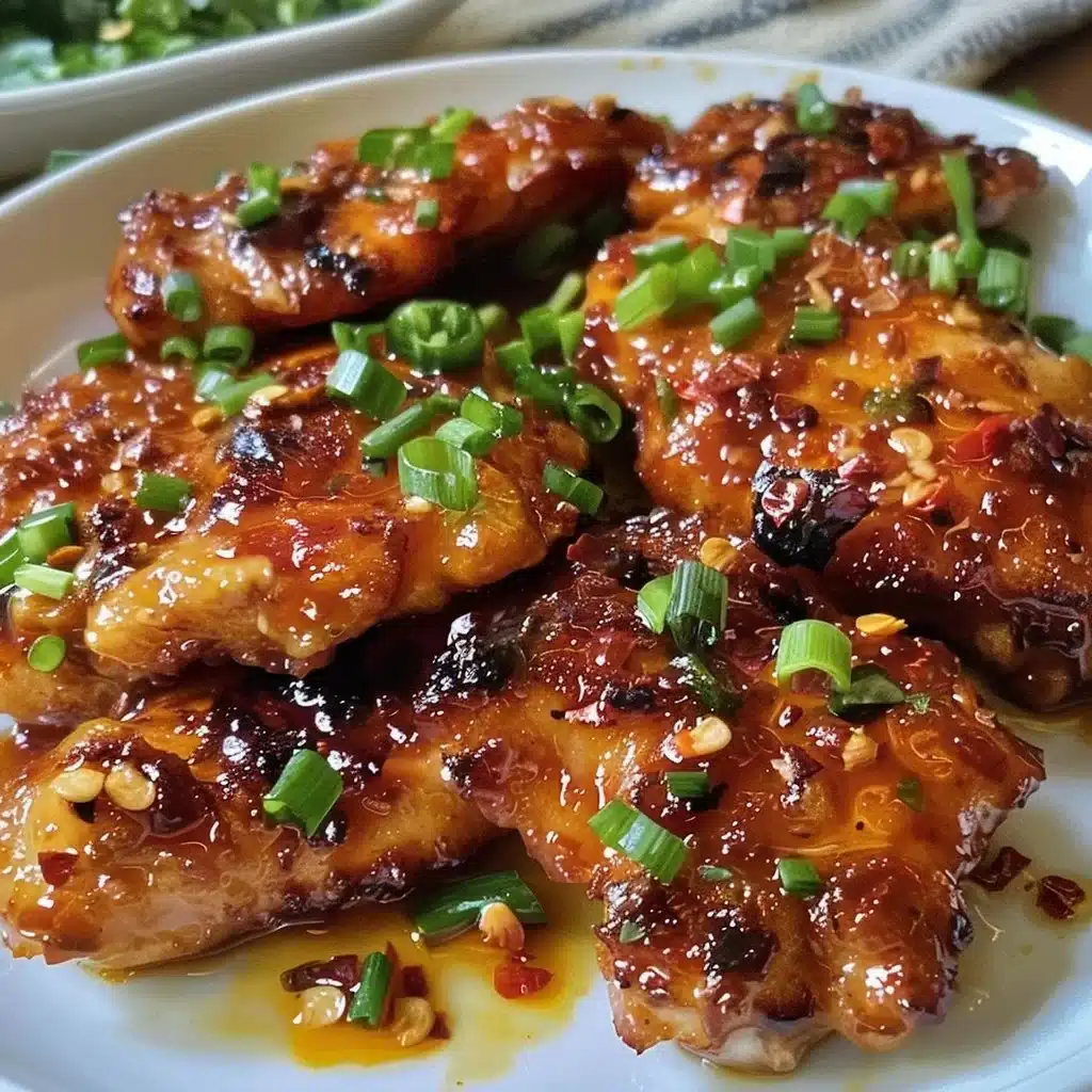 Crispy Bang Bang Chicken Thighs served with spicy sauce