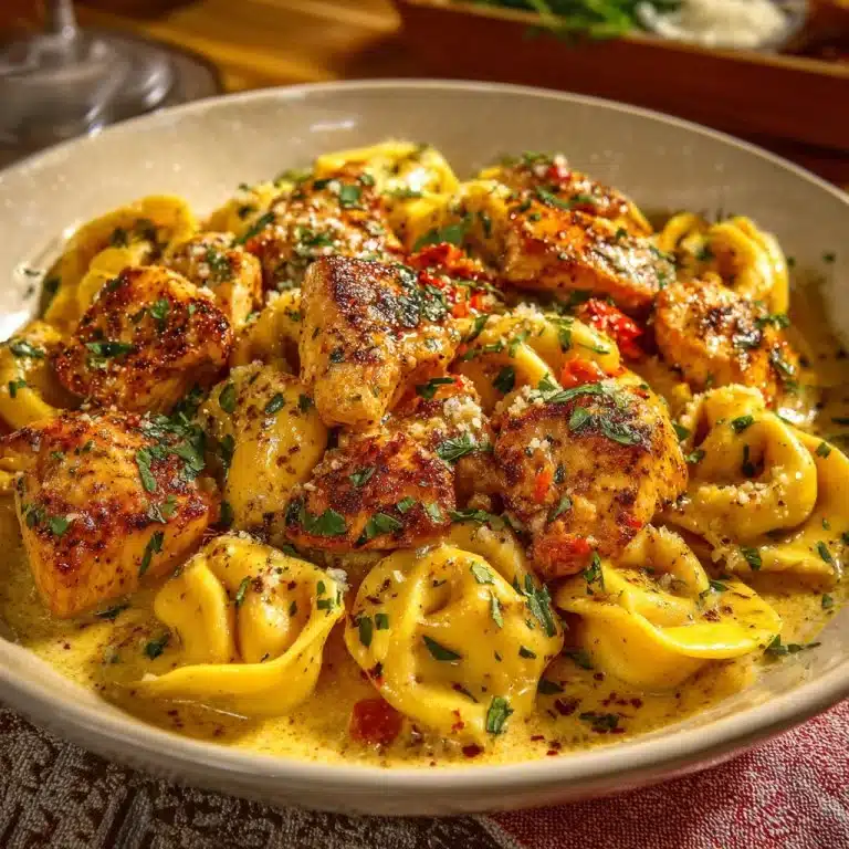Cajun Chicken Tortellini with Garlic Sauce
