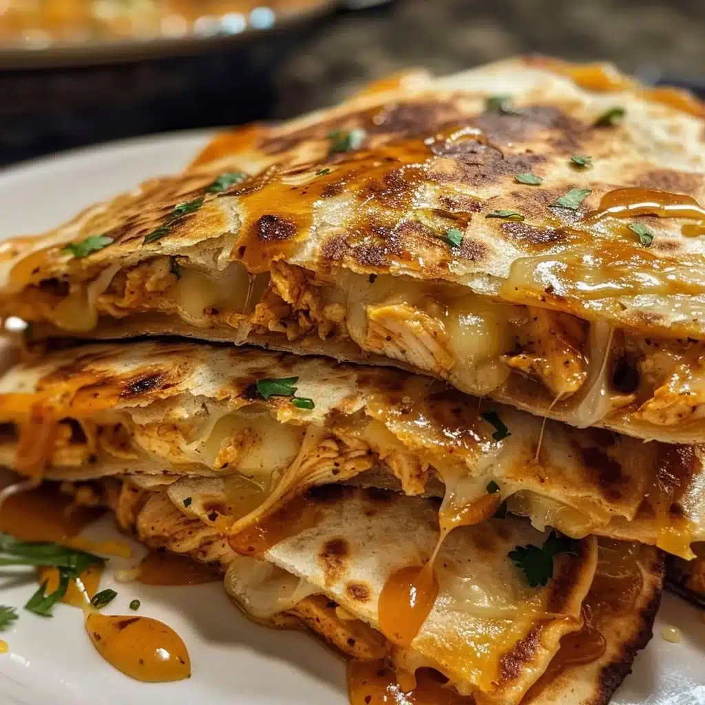 Cheesy Chicken Quesadillas with Hot Honey