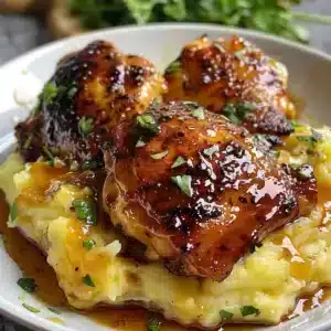 Chipotle Honey Chicken Thighs with Smoked Gouda Mashed Potatoes 3 Chipotle Honey Chicken Thighs paired with Smoked Gouda Mashed Potatoes