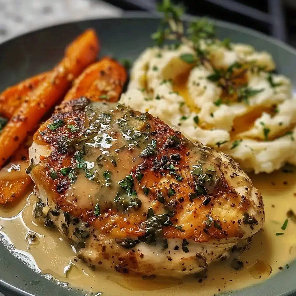 Creamy Herb Chicken with Mashed Potatoes and Honey Glazed Carrots