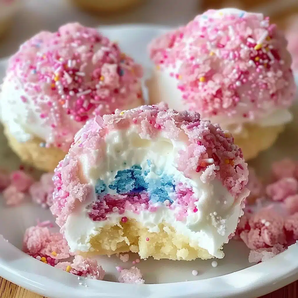 Crispy Cotton Candy Cheesecake Bombs ready to be served