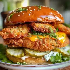 Crispy Dill Chicken Sandwich with fresh dill and crispy coating