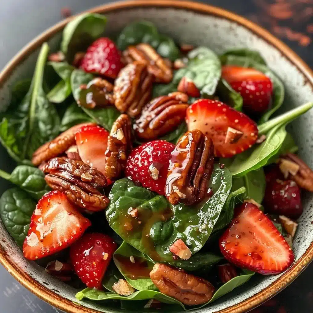 Fresh Loaded Strawberry Spinach Salad with Caramelized Pecans