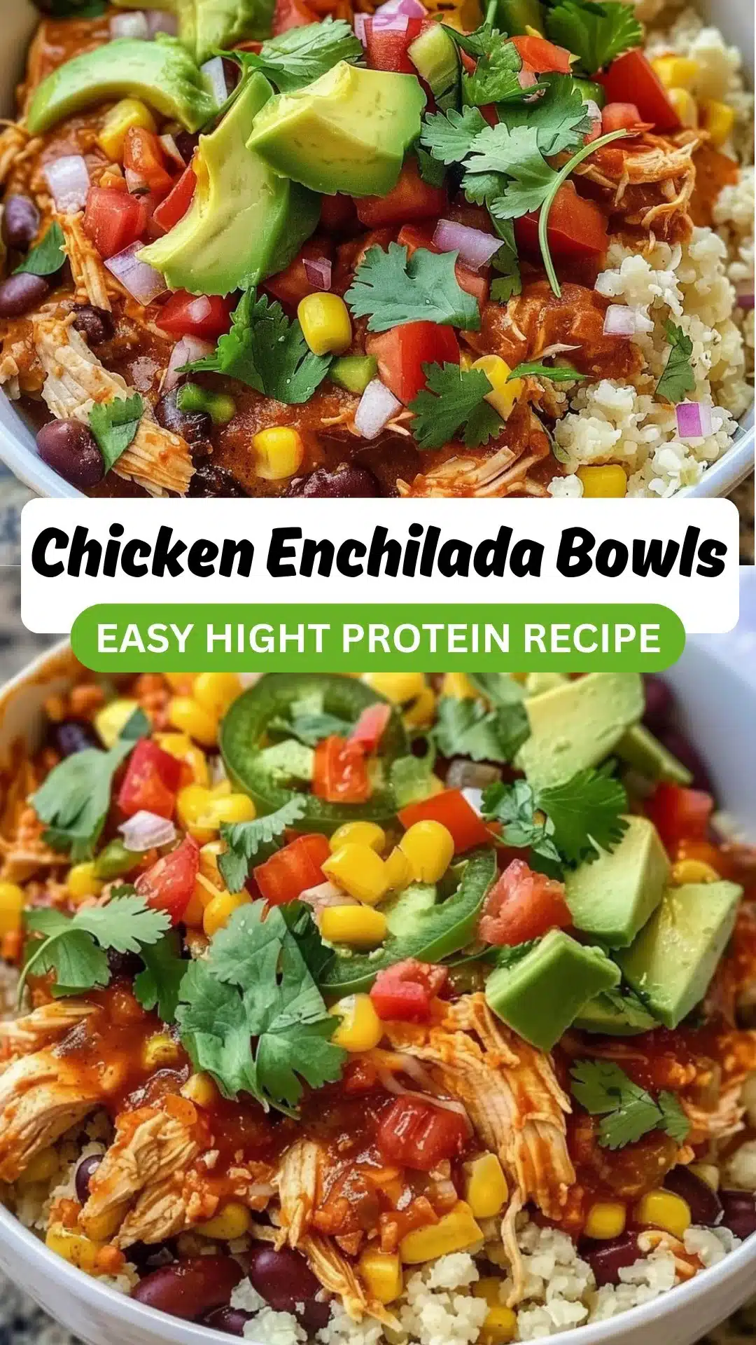 Healthy Chicken Enchilada Bowls with Cauliflower Rice 2 Healthy Chicken Enchilada Bowls with Cauliflower Rice