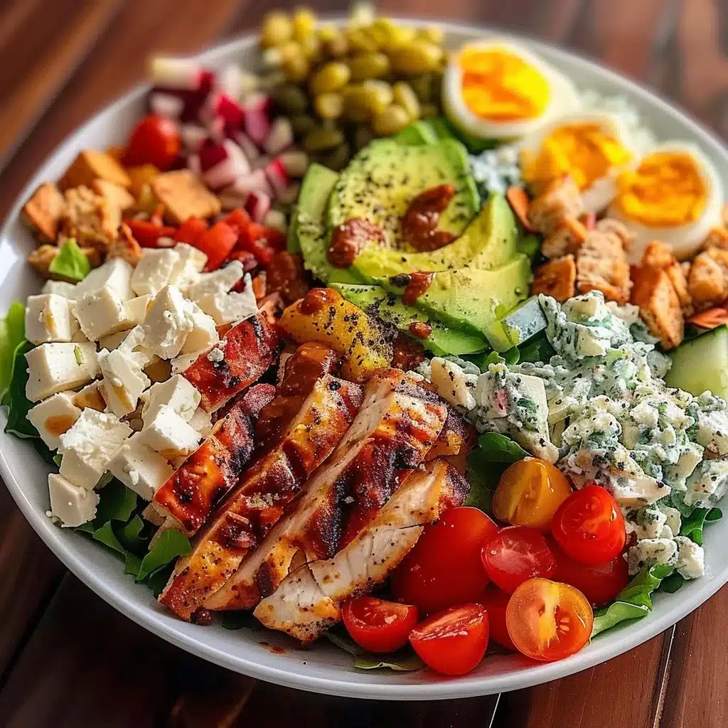High Protein Chick Fil A Cobb Salad - FlirtyFood 1 High Protein Chick Fil A Cobb Salad with fresh ingredients and vibrant colors.