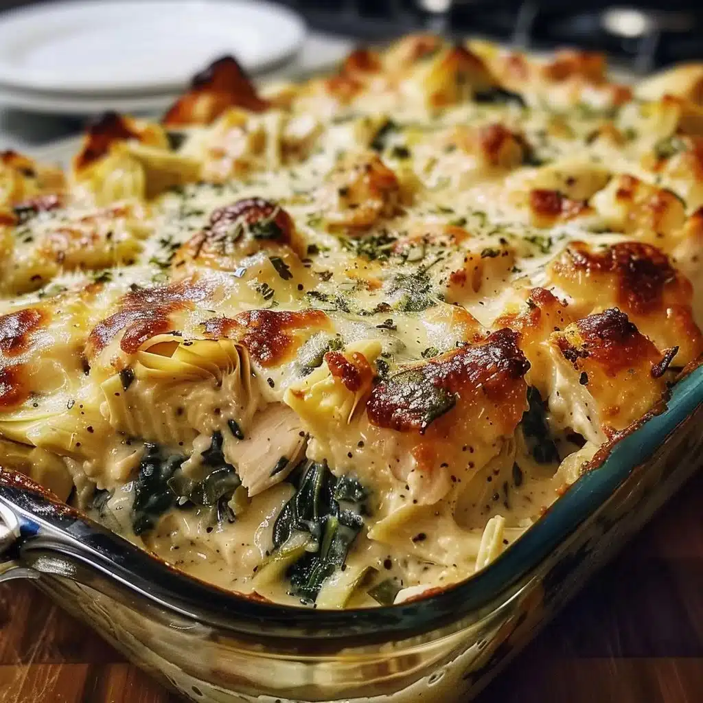 High Protein Spinach And Artichoke Chicken Casserole