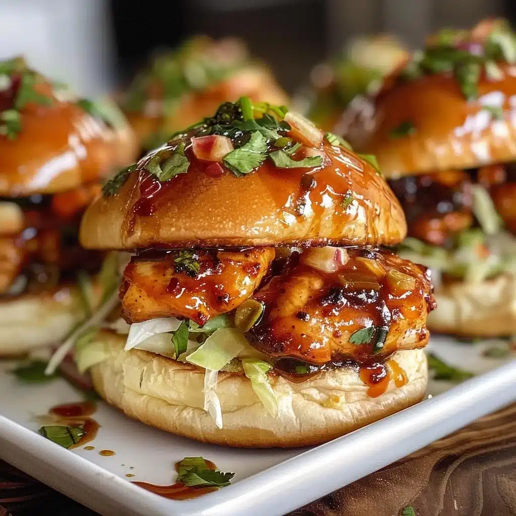 Honey Chipotle Chicken Sliders with vibrant toppings and a smoky glaze