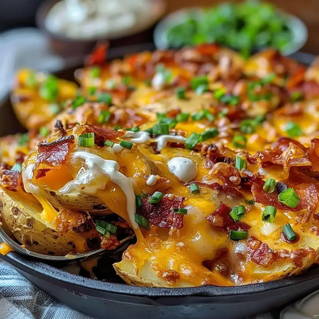 Irish Pub Nacho Potatoes with melted cheese and toppings