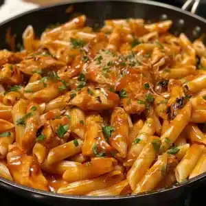 One-Pan Honey BBQ Chicken Penne dish served on a plate.