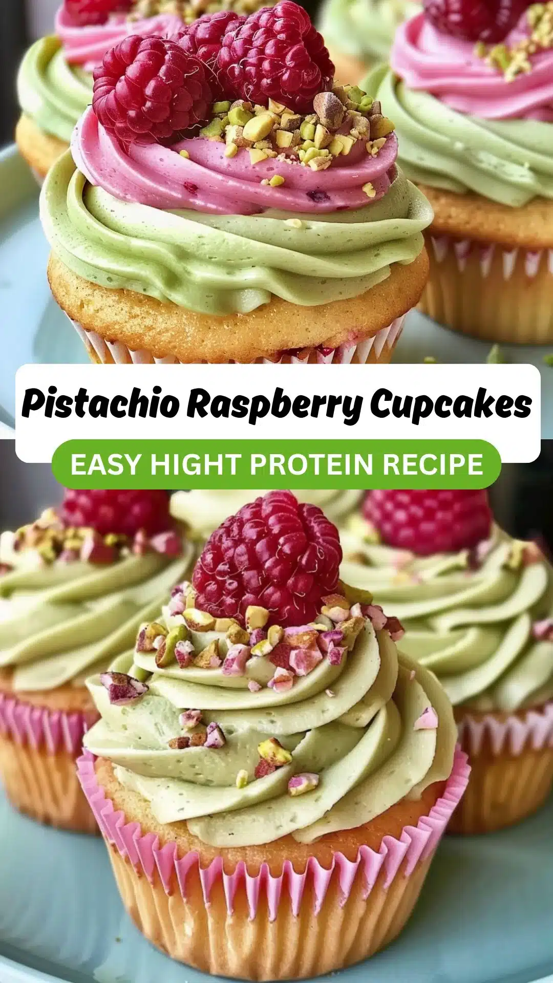 Pistachio and Raspberry Cupcakes