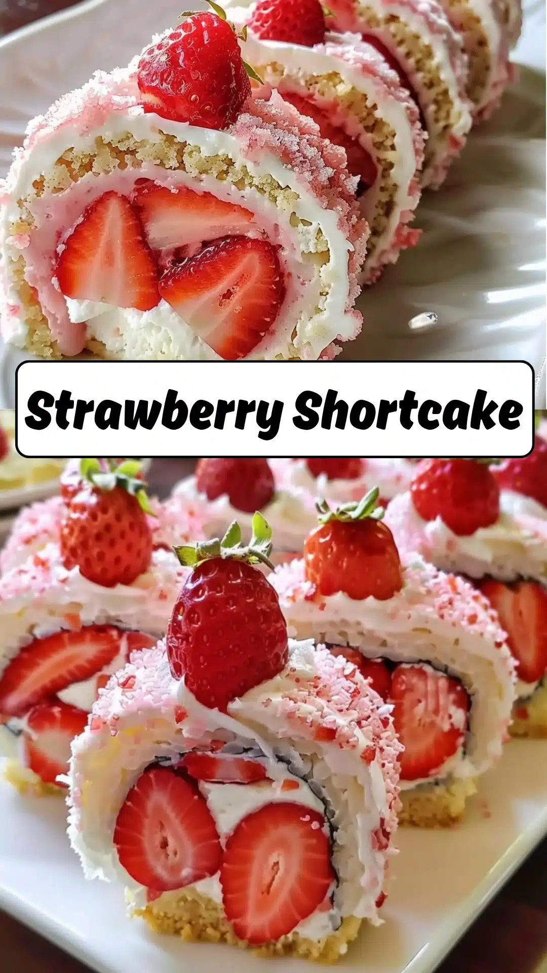 Strawberry Shortcake Cheesecake Sushi Rolls