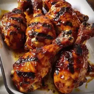 BBQ grilled chicken drumsticks on the grill with smoky flavor and barbecue sauce