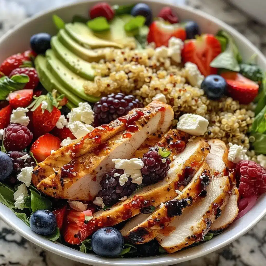 Berry Chicken Quinoa Salad Recipe 1 Colorful berry chicken quinoa salad with vibrant ingredients