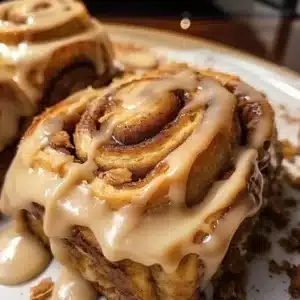 Delicious Biscoff cinnamon rolls with creamy icing